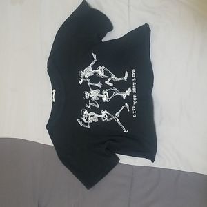 Black Crop Top With Skeletons